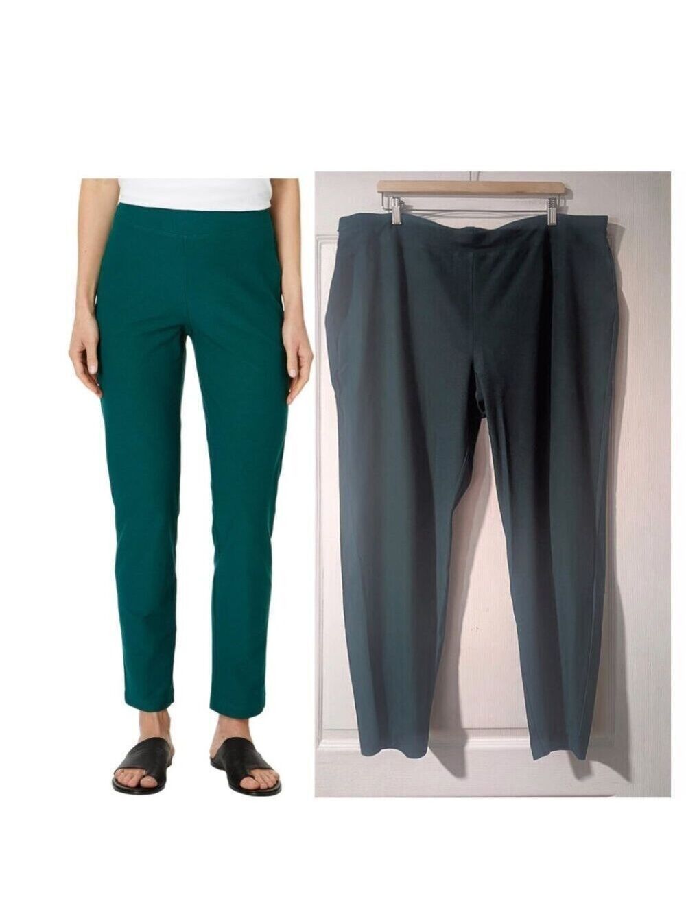 Eileen Fisher | Washable Stretch Crepe Slim Ankle Pants in Aegean Green